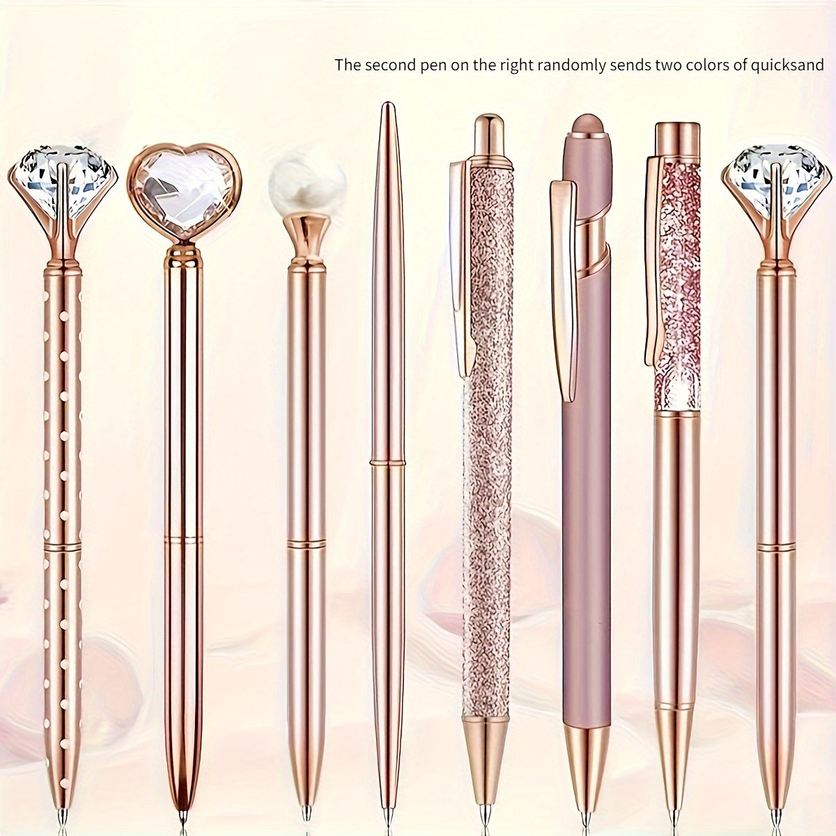 Metal Crystal Diamond Ballpoint Pen Set 3-8 Pieces for Women Journaling Office