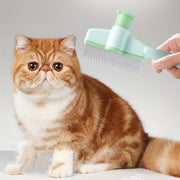 Self-Cleaning Stainless Steel Cat Grooming Comb for Detangling and Fur Removal