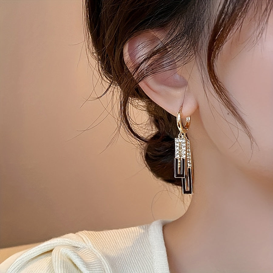 Women's Red Geometric Square Earrings with Gold-Tone Bars 2-Pack