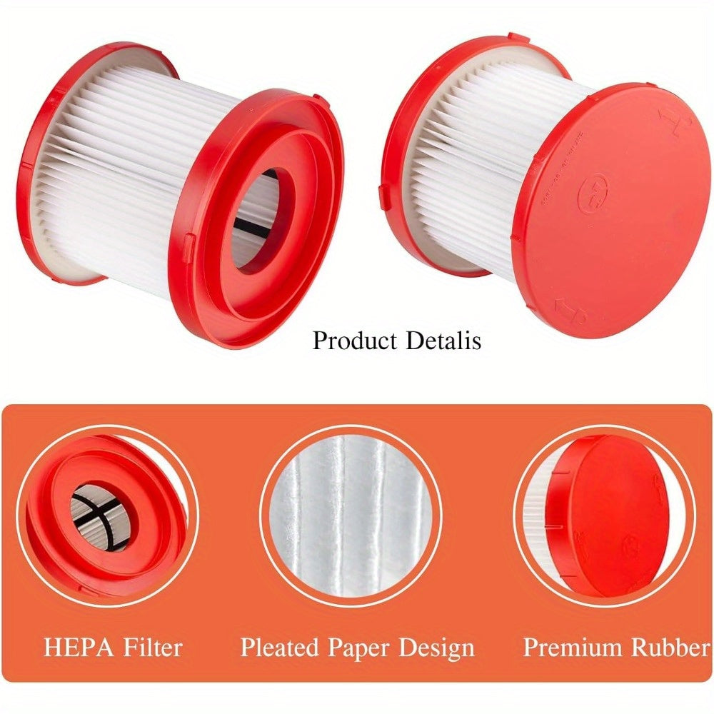 4 HEPA vakuum filtrlari 49-90-1900 Milwaukee M18 nam/quruq vakuum 0880-20, M12 M20 nam/quruq vakuum 0970-20, 0960-20 va 0780-20 bilan mos keladi.