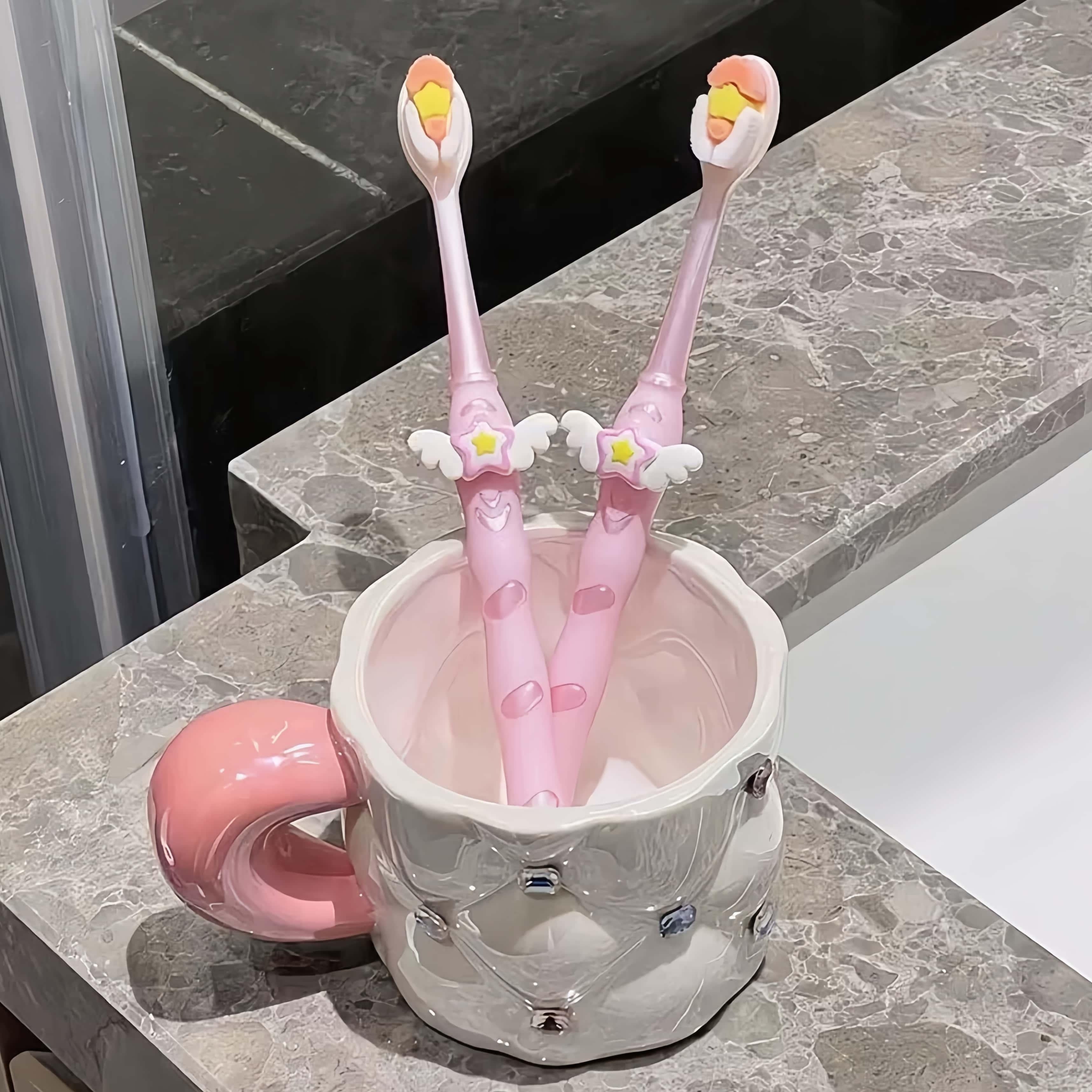 Adult Women Soft Bristle Toothbrush Wide Head Non-Slip Handle