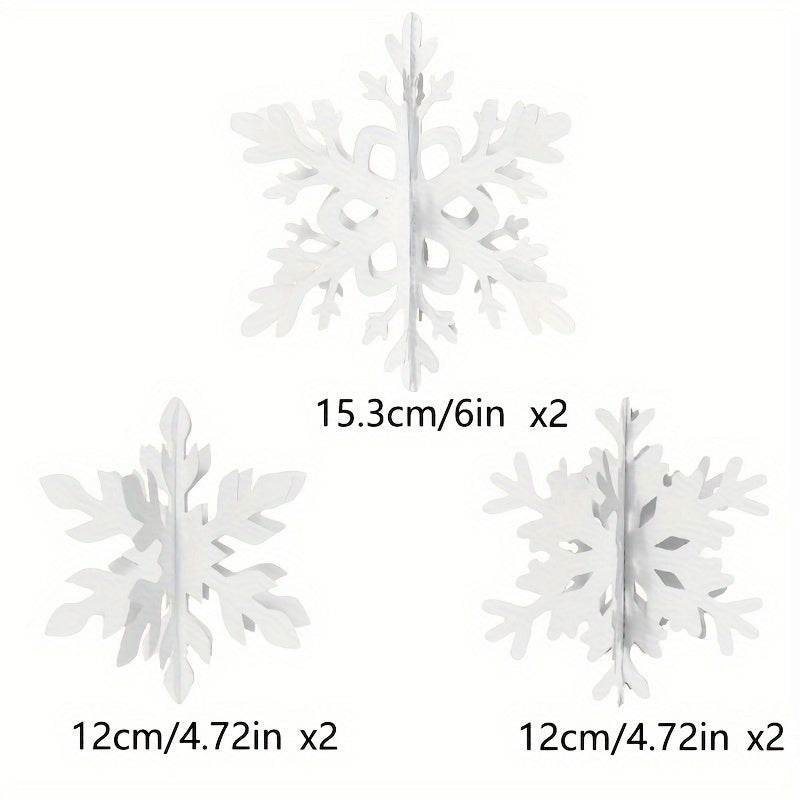 6 Elegant 3D Snowflake Hanging Decorations for Christmas Seasonal Parties