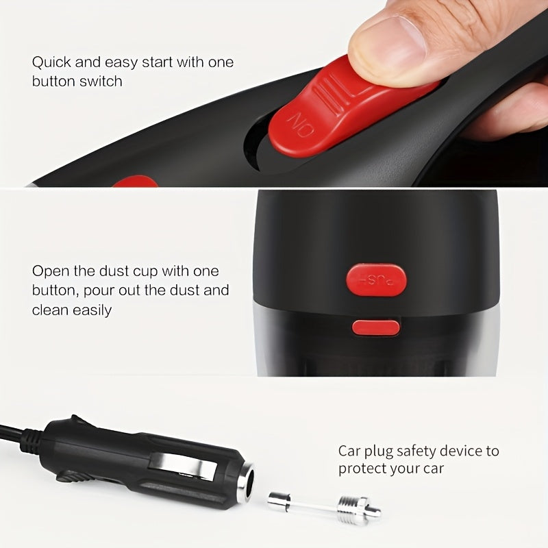 Aspiradora de interior para coche, verde y negra, de mano, con fuerte succión, eliminador de polvo
