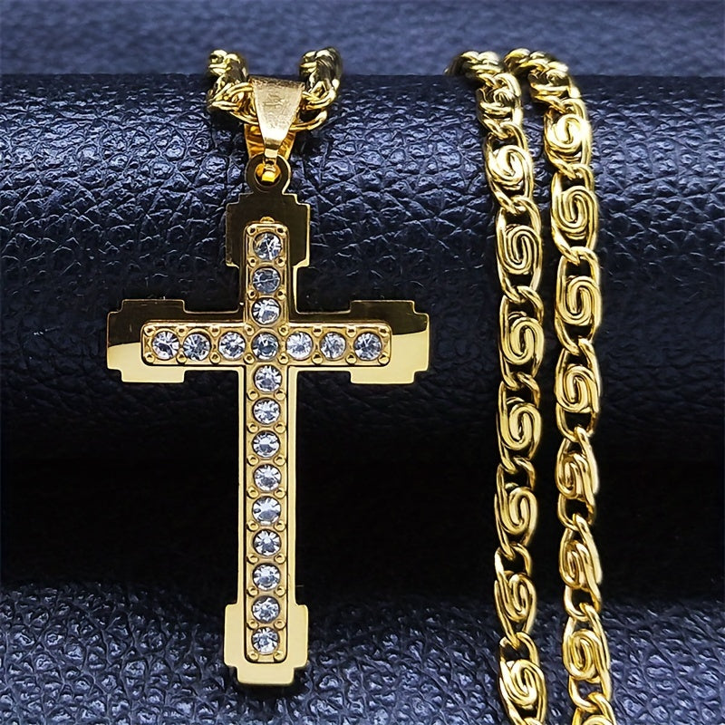 Stainless Steel Cross Necklace for Men Women Elegant Jewelry Gift
