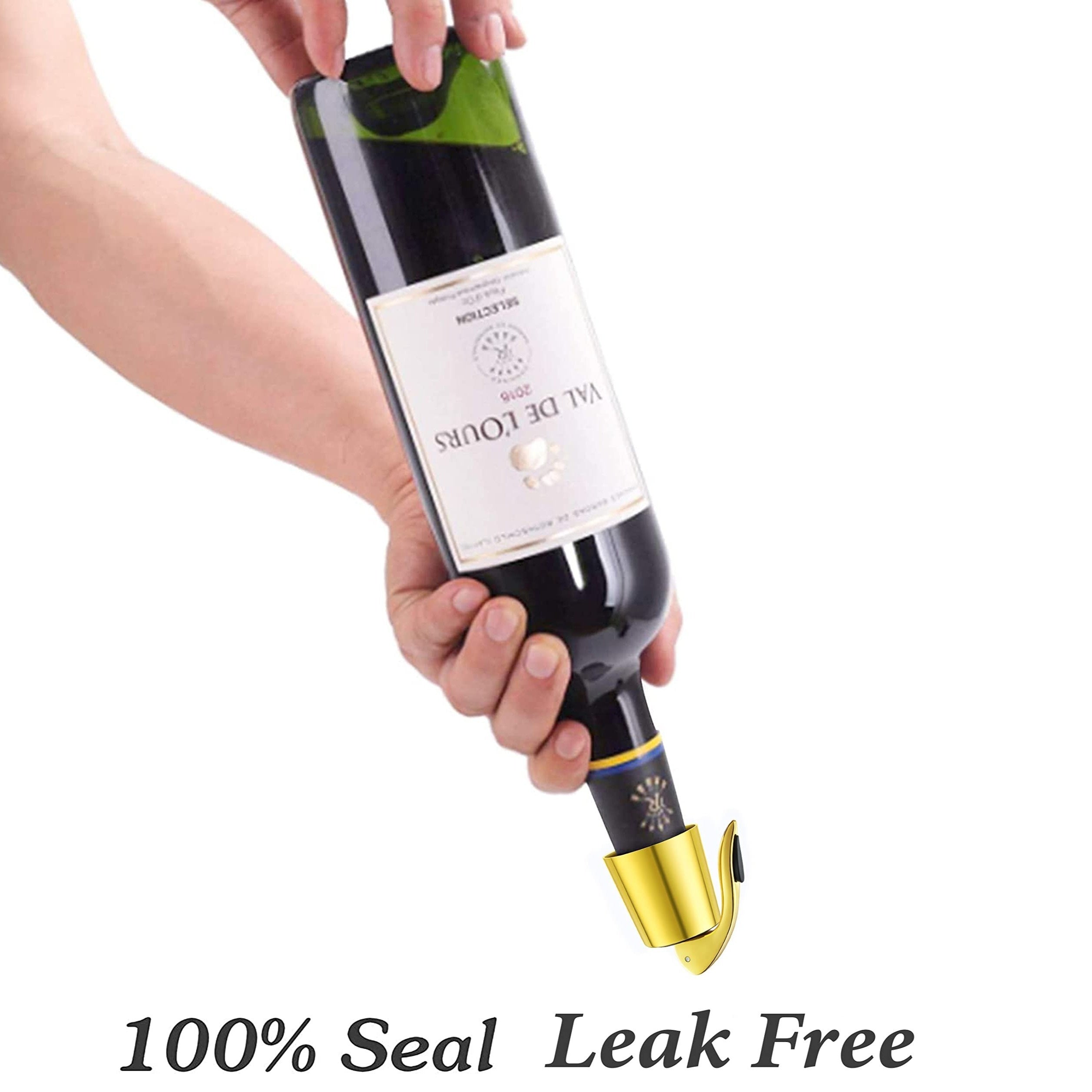 Set of 2 Wine Bottle Stoppers with Silicone Sealers for Freshness Gift for Parties and Holidays