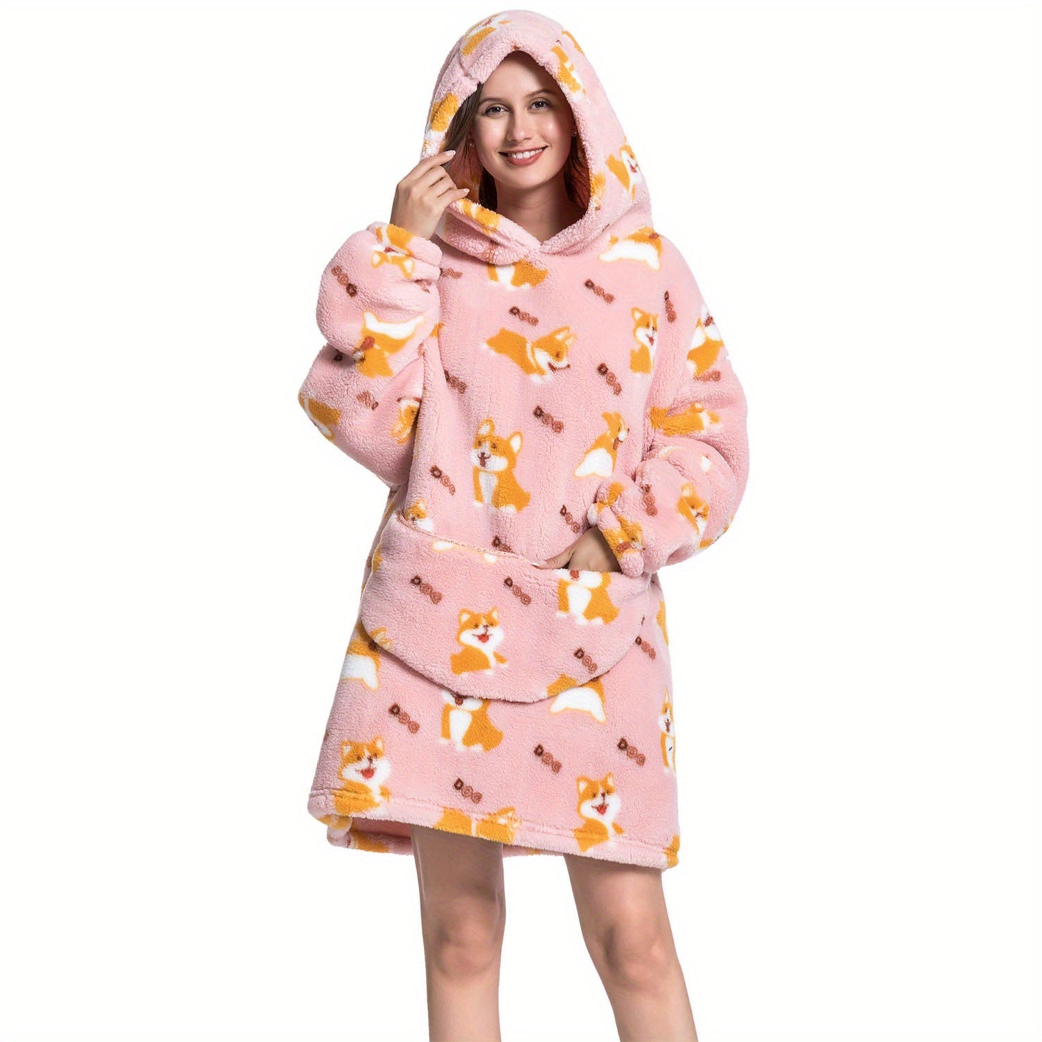 Oversized Sherpa Fleece Blanket Hoodie for Women Men Adults Ultra Soft Warm Wearable Sweatshirt Blanket