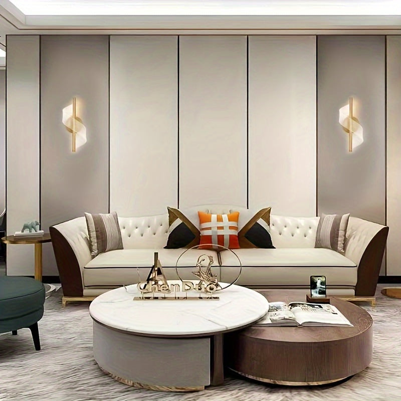 Contemporary S-Shaped LED Wall Sconce Golden Metal Acrylic Indoor Lighting for Bedroom Hallway