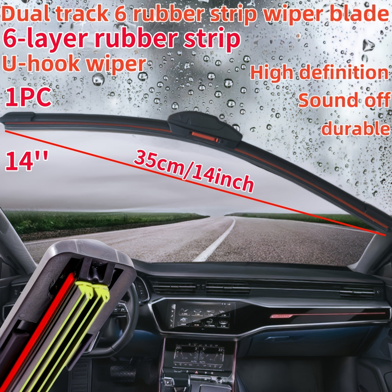 Automotive Dual-Track U-Type Wiper Blade Durable Rubber Quiet