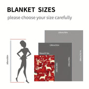 Red Christmas Reindeer Flannel Throw Blanket Soft Warm Cozy for Sofa Bed Camping