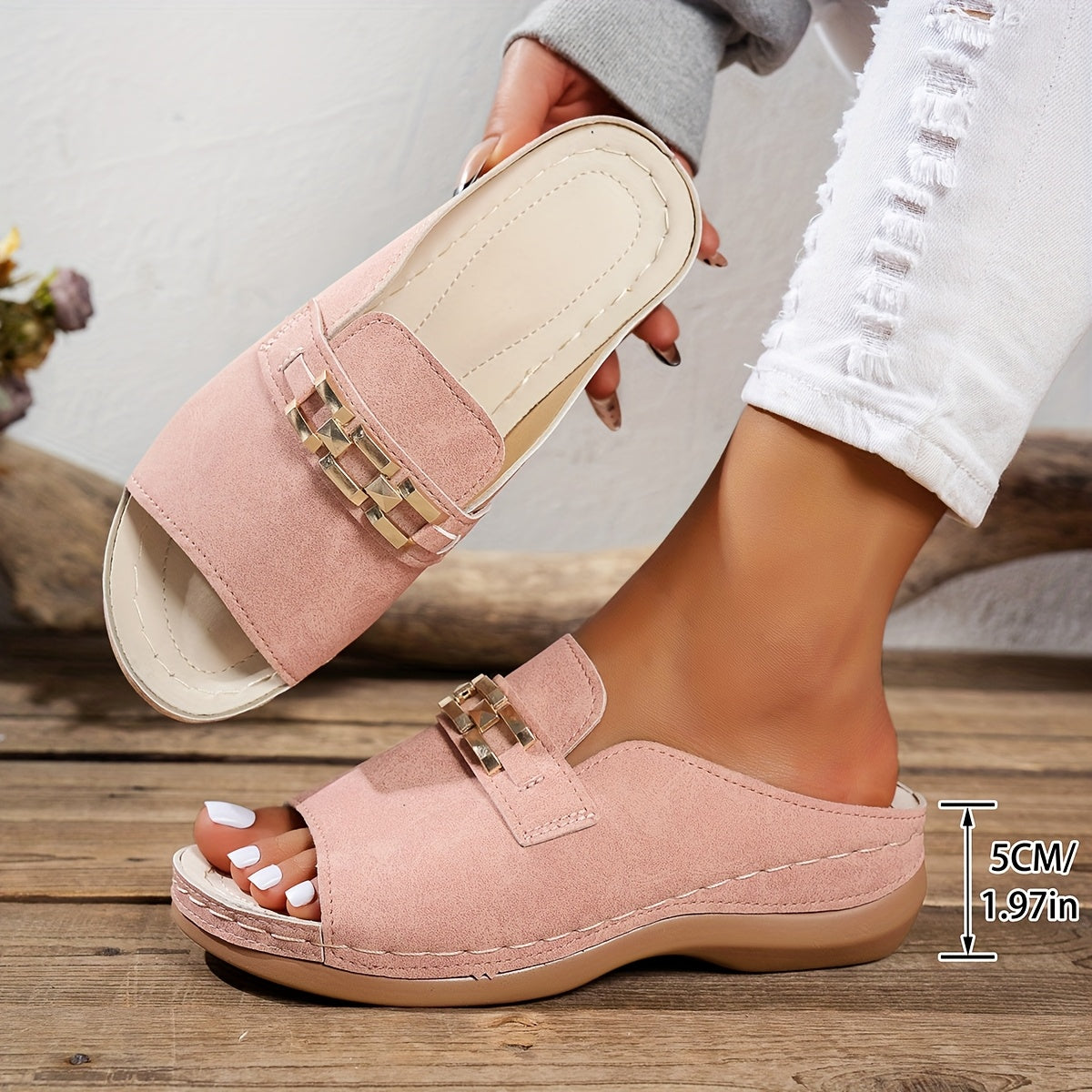 Women's Slip-On Sandals Open Toe Flat Heel Casual Summer Shoes