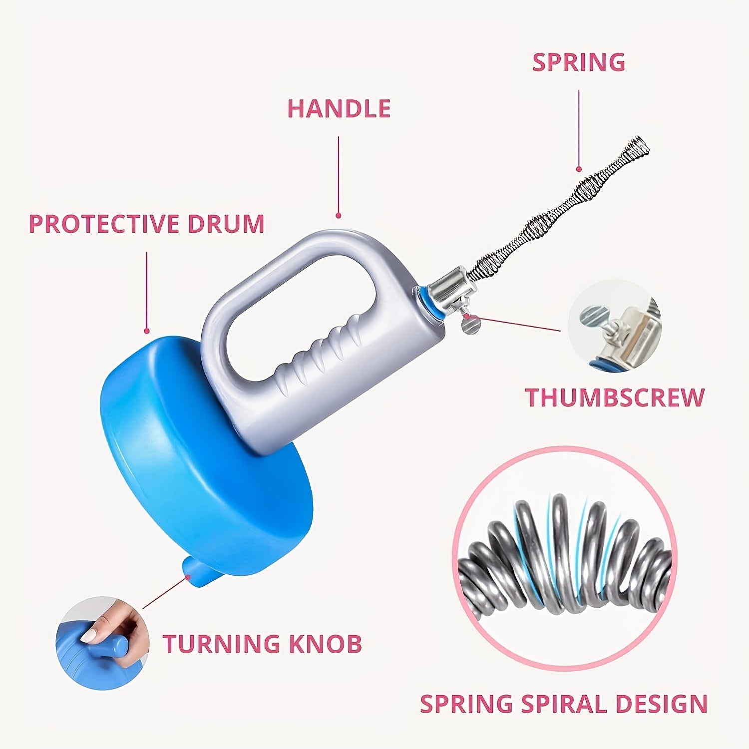 10 Meter Flexible Spiral Wire Drain Cleaner for Kitchen Bathroom Clog Removal Manual Plumbing Tool