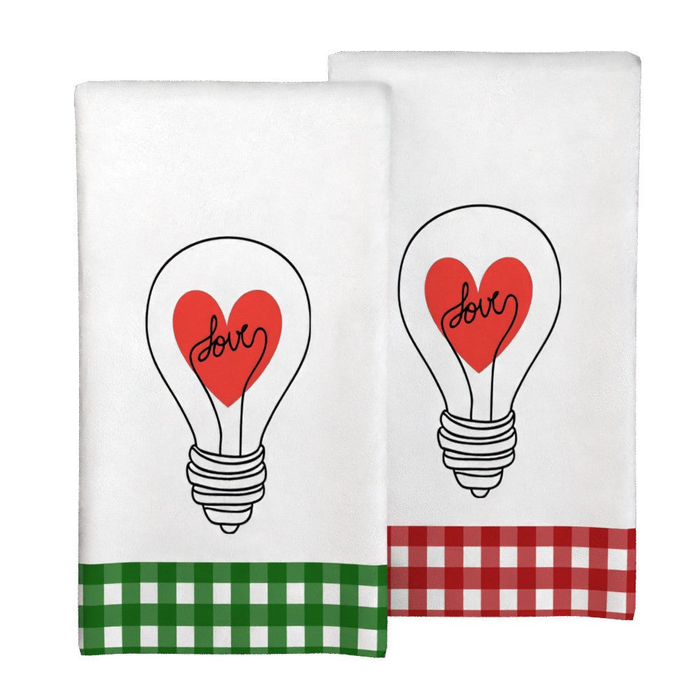 Valentine's Day Heart Bulb oshxona sochiqlari to'plami 2 ta, 45x66cm, yumshoq, so'radigan, tez quriydigan