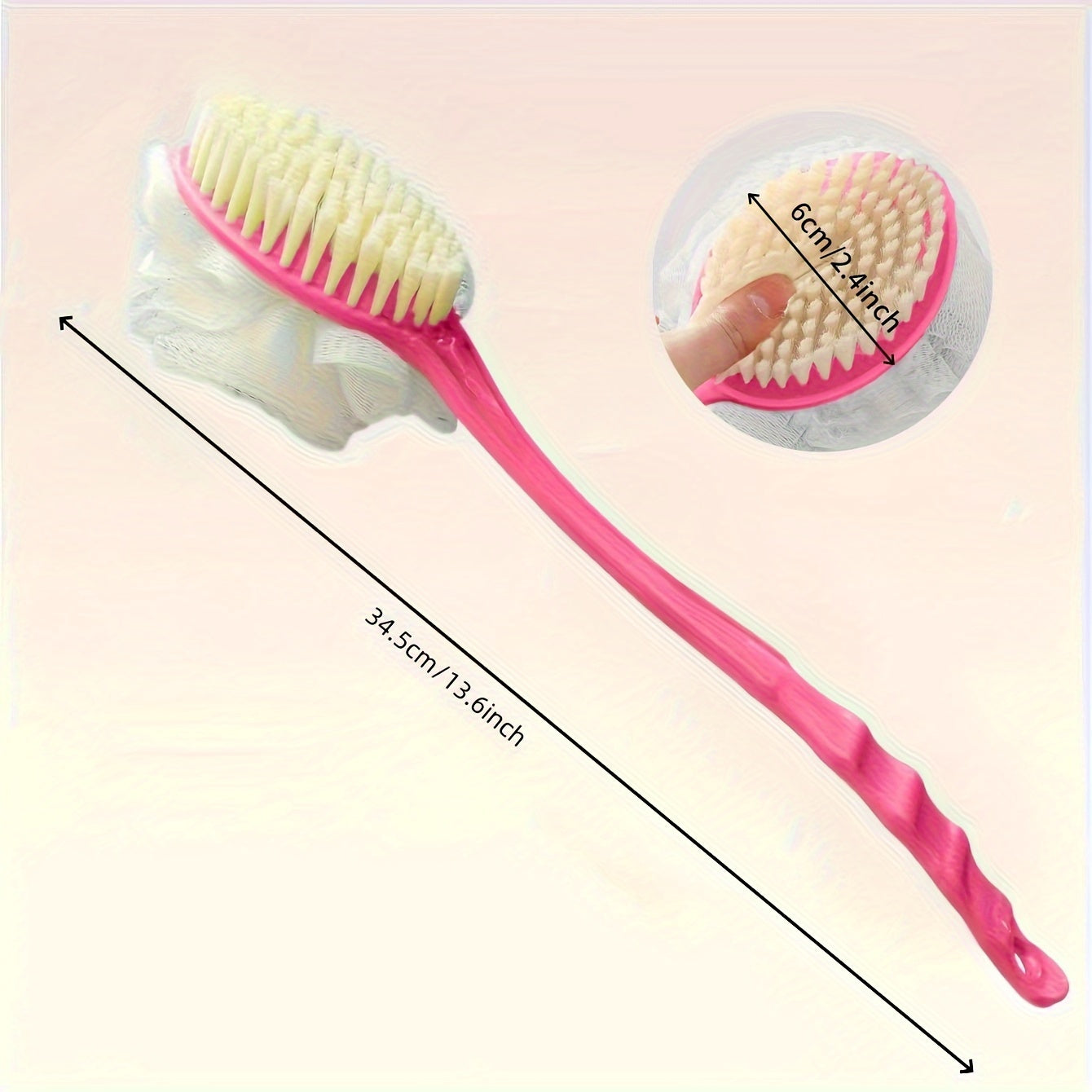 Multifunctional Bath Brush with Long Handle and Soft Bristles for Exfoliating and Mud Rubbing in Blue or Pink