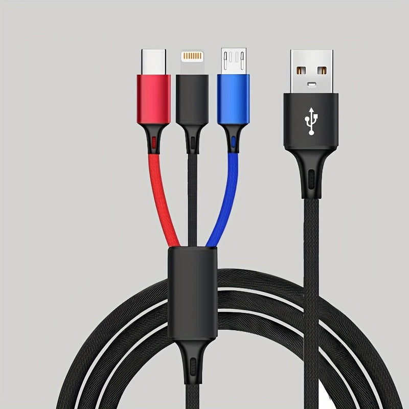 3-in-1 Naylon bilan to‘qilgan zaryadlash kabeli USB dan Lightning Type-C Micro USB gacha 149cm