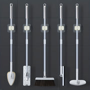 5-Piece Wall-Mounted Mop and Broom Holder Waterproof Non-Slip Organizer for Home Bathroom Kitchen Garden Garage