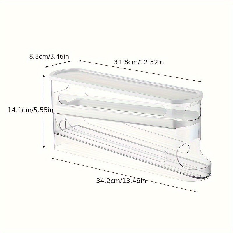 Refrigerator Egg Organizer Plastic Space-Saving Roll-Top Tray Kitchen Storage
