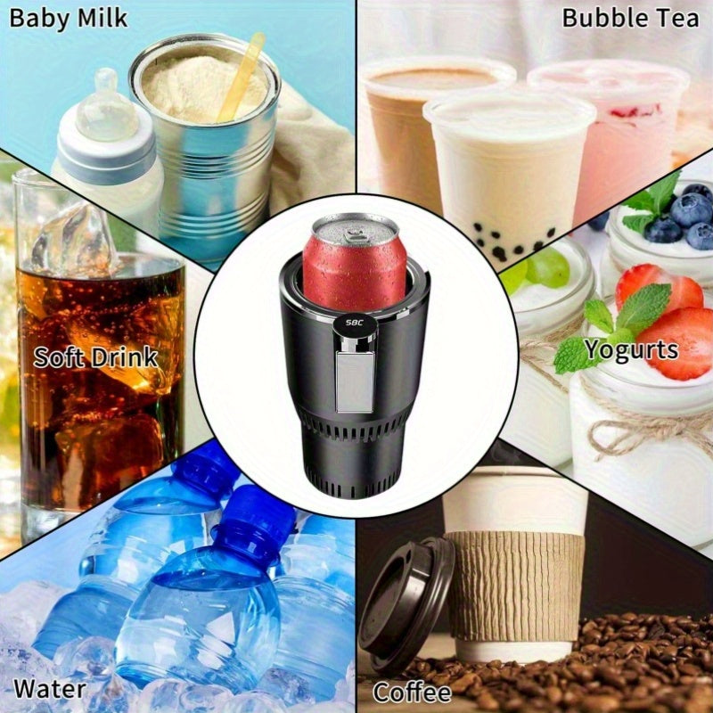2-in-1 Car Cup Cooler and Heater Black with LED Display Travel Drinkware