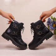 Women's Casual Short Boots with Round Toe Side Zipper and Anti-Slip Soles