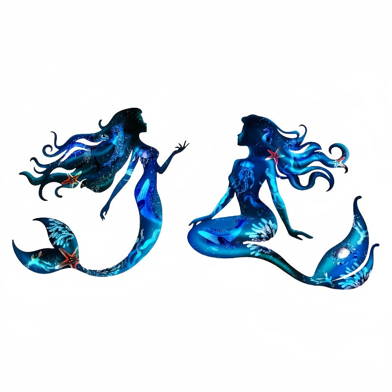 Ocean-Themed Metal Mermaid Wall Art Indoor Outdoor Nautical Decor