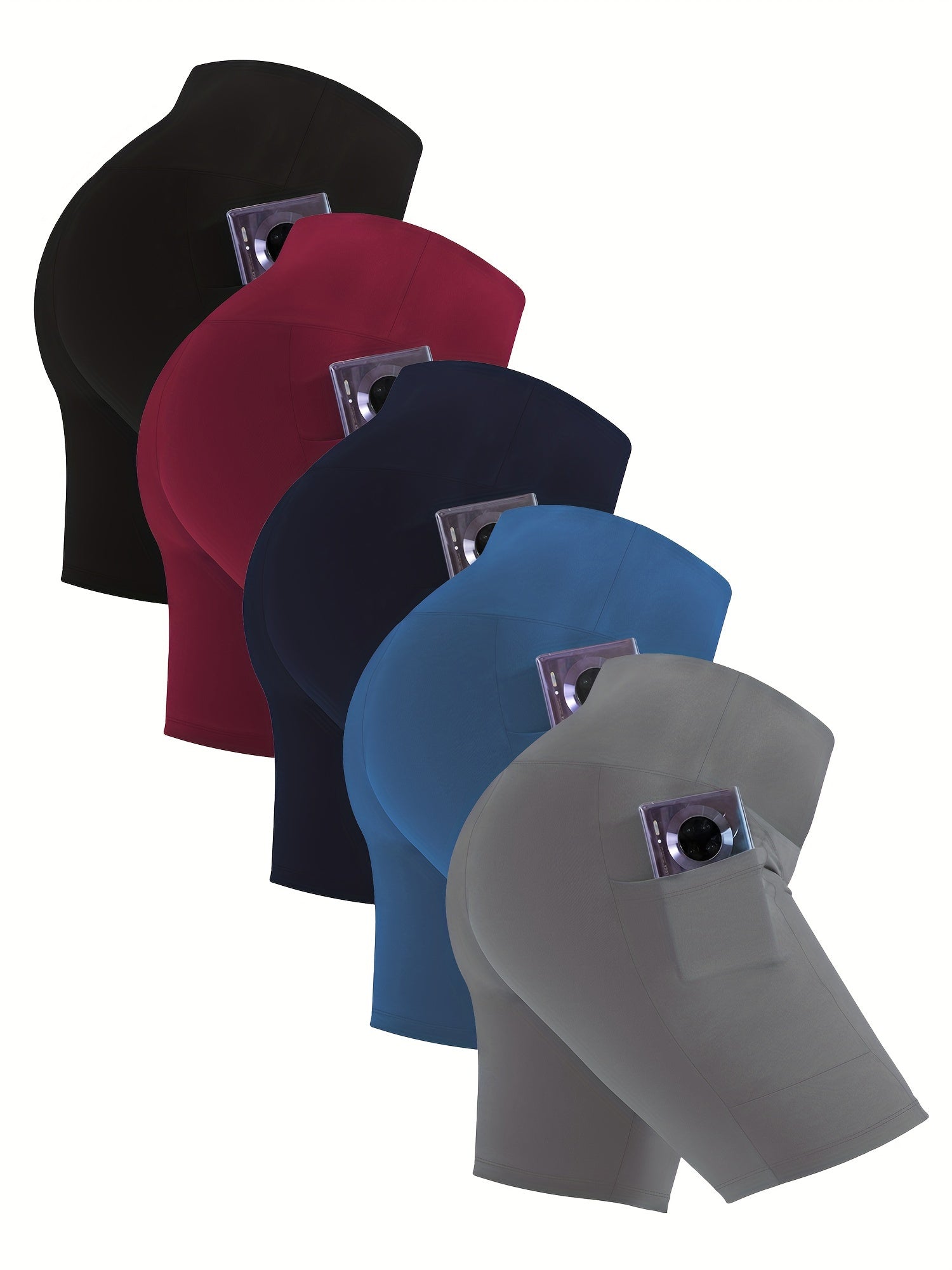 Plus Size High-Waisted Pocketed 5-Panel Shorts 5 Piece Set