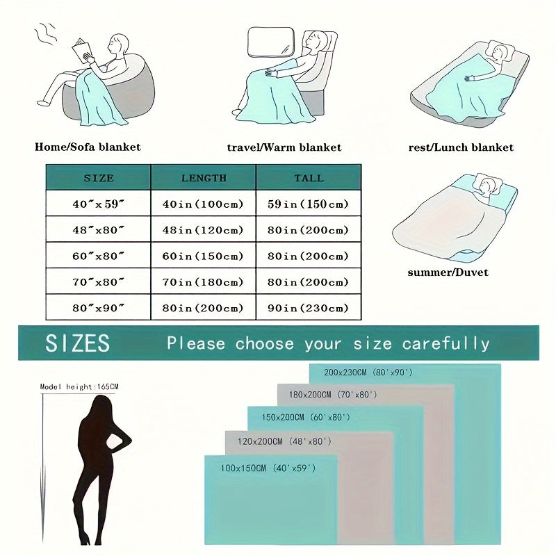 220gsm Polyester Fleece Throw Blanket Lightweight Warm Couch Bed Office