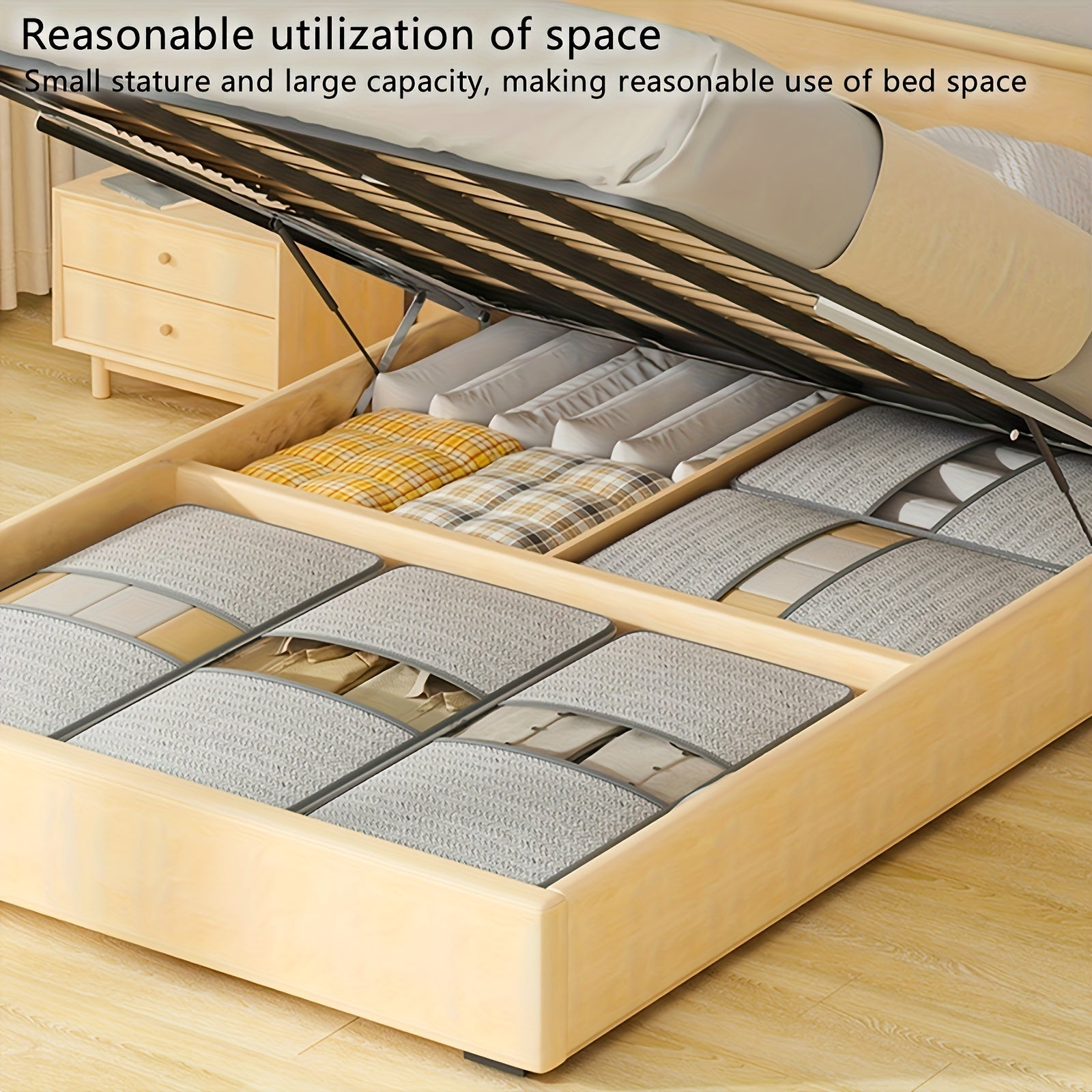 Foldable Gray Non-Woven Storage Bag with Large Capacity and Clear Window for Clothes and Home Organization