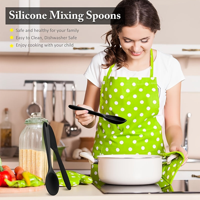 Silicone Cooking Spoon Set 2 or 4 Pieces for Stirring and Mixing