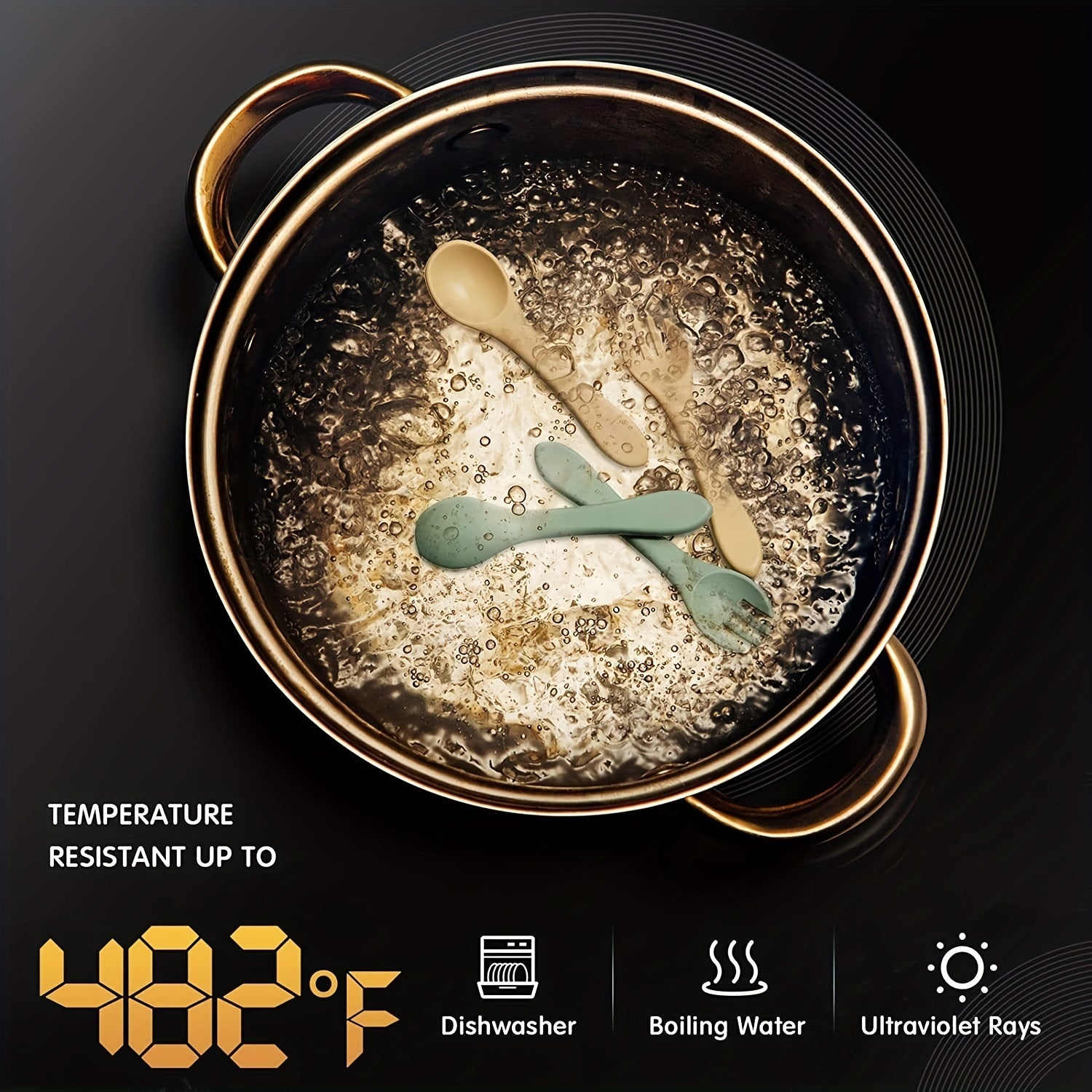 Set of BPA-Free Toddler Utensils with Silicone Forks and Spoons for Self-Feeding