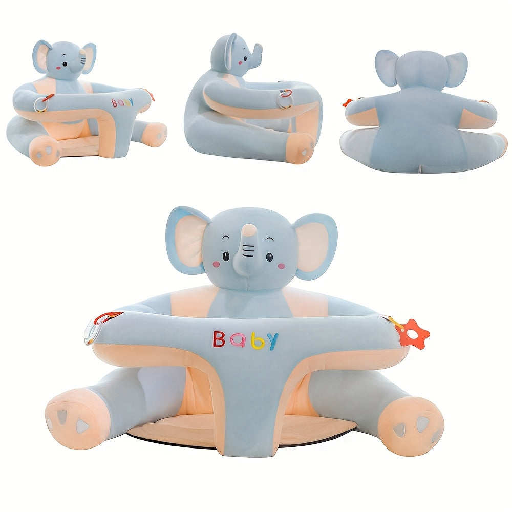 Baby Floor Seat for Toddlers 0-3 Plush Elephant and Bear Supportive Backrest
