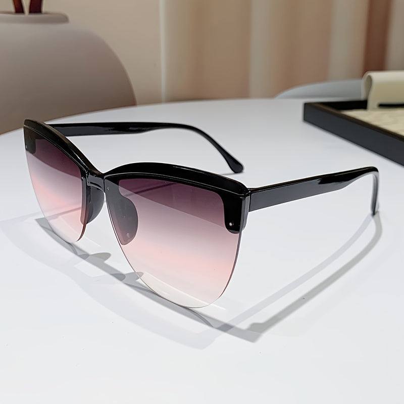 2024 Semi-Rimless Plastic Eyeglasses Big Frame Vintage Net Red Circle Unisex