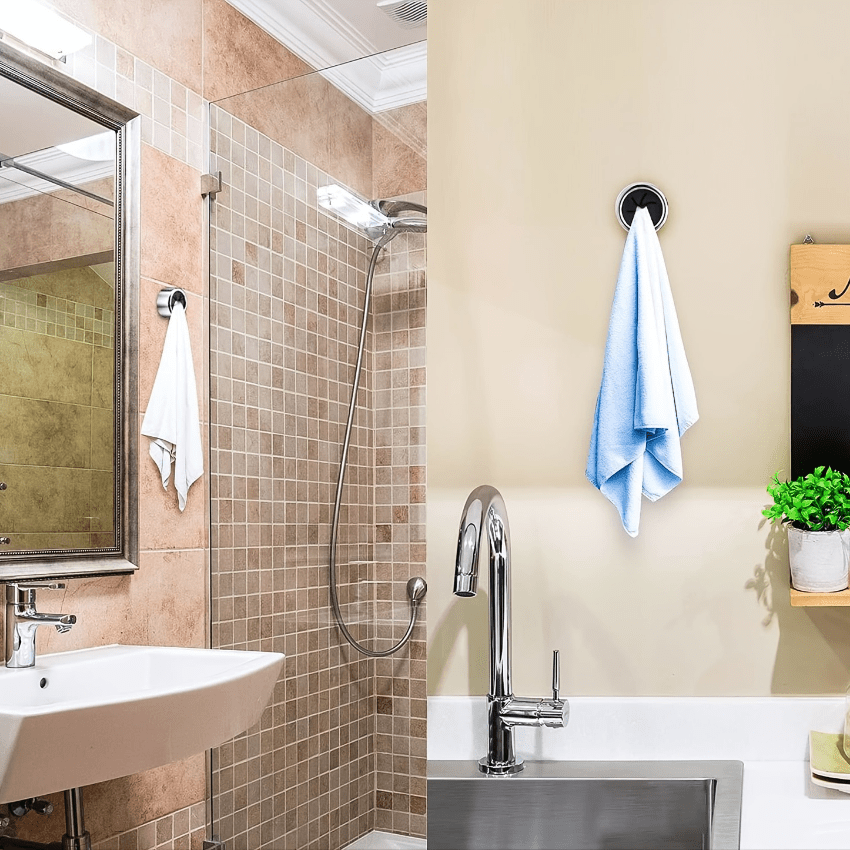 Durable Circular Towel Hook Non-Drill Wall Mount for Bathroom Kitchen Garage