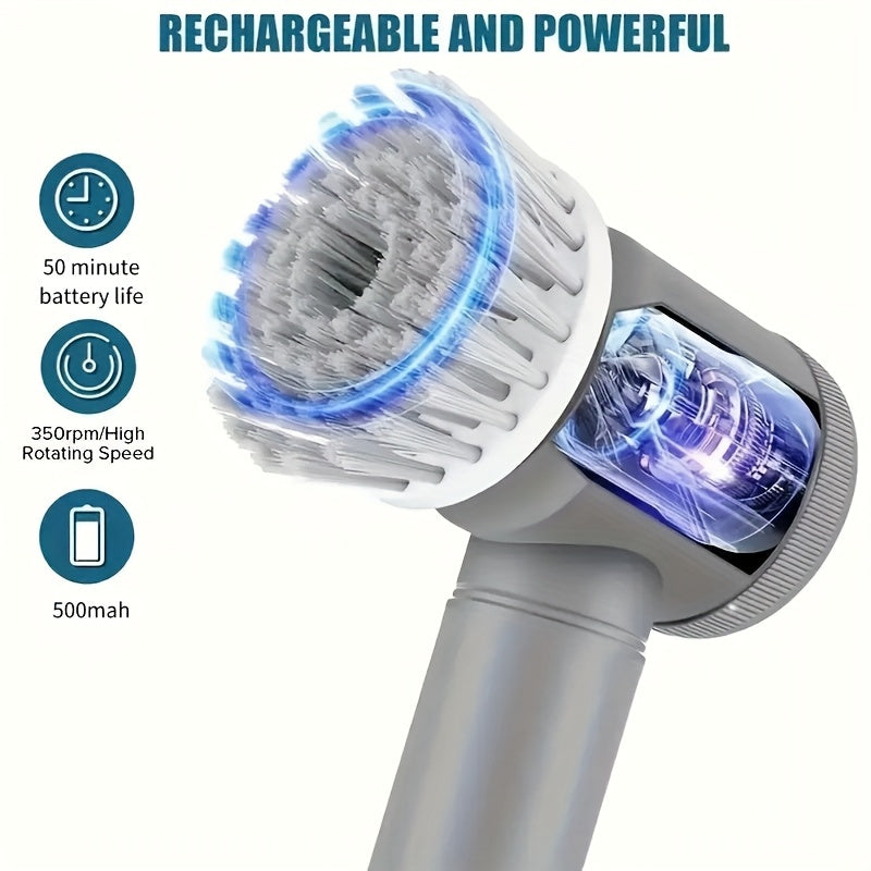 Electric Floor Cleaner with Rechargeable Battery and 7 Brush Heads for Kitchen and Bathroom