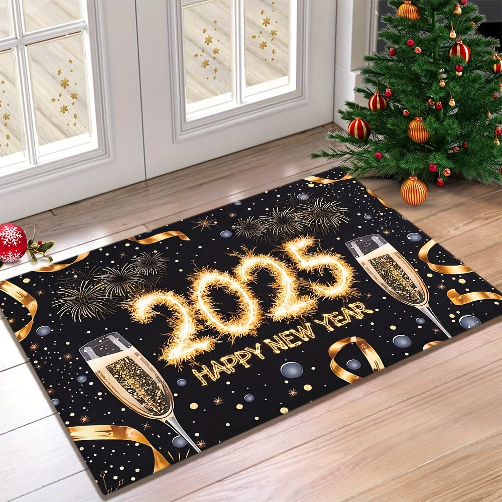 2025 yil uchun kvadrat shaklidagi polyester tolali mato, bayramona Champagne stakan bosimi bilan. Bu sirpanmaydigan mato mashinada yuviladi va kirish joylari, oshxona, mehmonxona, yotoqxonalar va hammomlar uchun ideal. U yengil, tozalash oson.