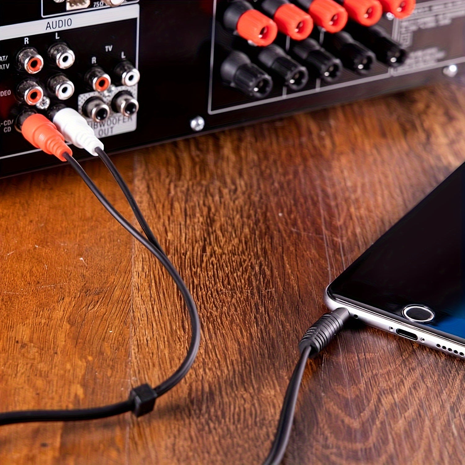 3.5mm to 2RCA Audio Cable 50ft Stereo Y Adapter for Smartphones Tablets Speakers HDTV