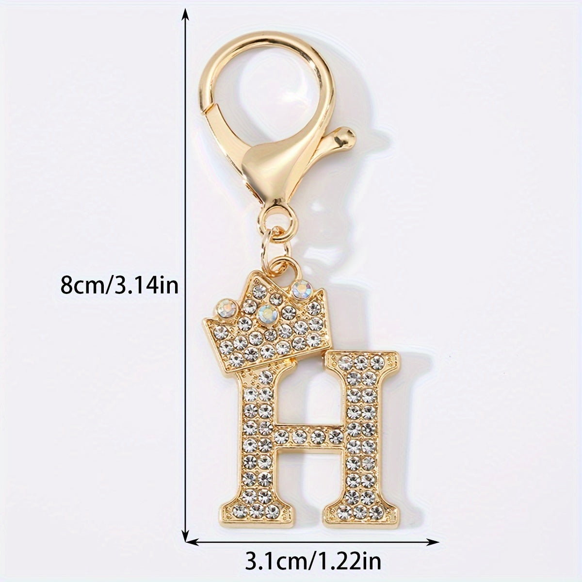 Men's Zinc Alloy Keychain with Artificial Diamond Crown and Letter Charms