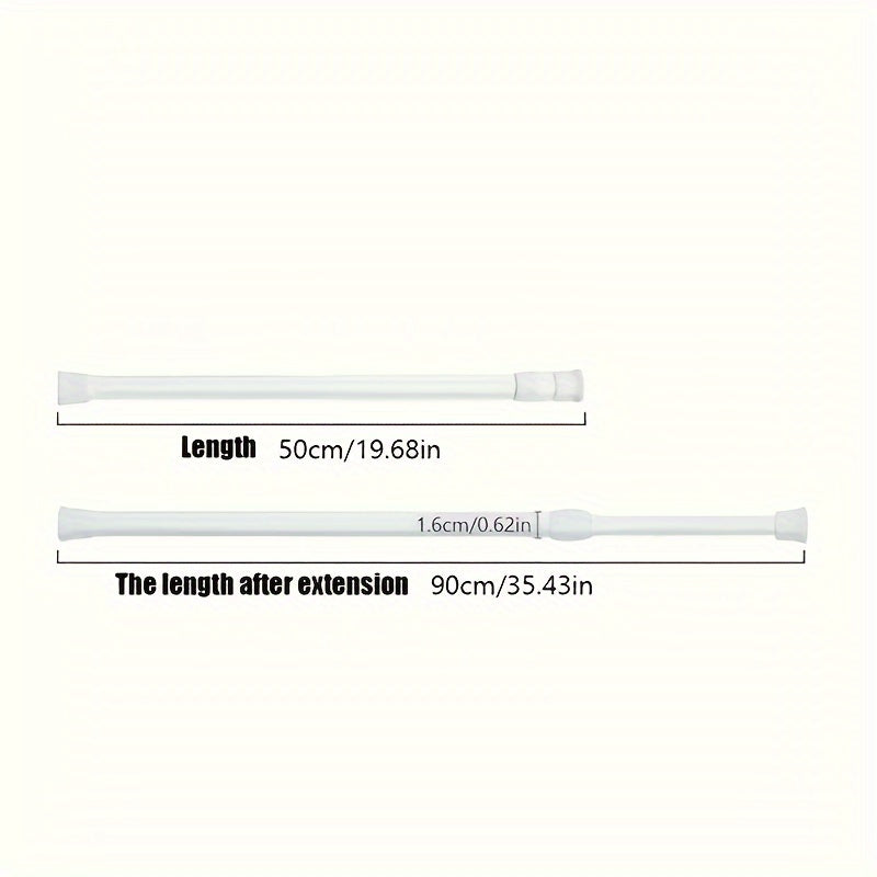 White Adjustable Curtain Rod for Doors and Windows with Spring Telescopic Feature