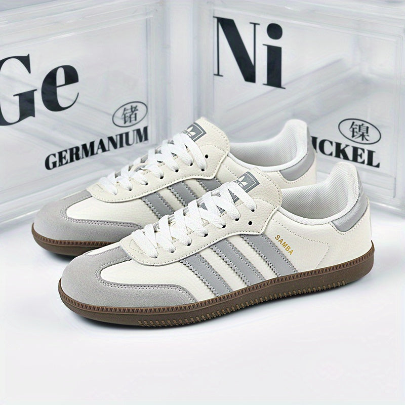 Casual Sneakers for Couples White Gray Striped Mesh Breathable All-Season