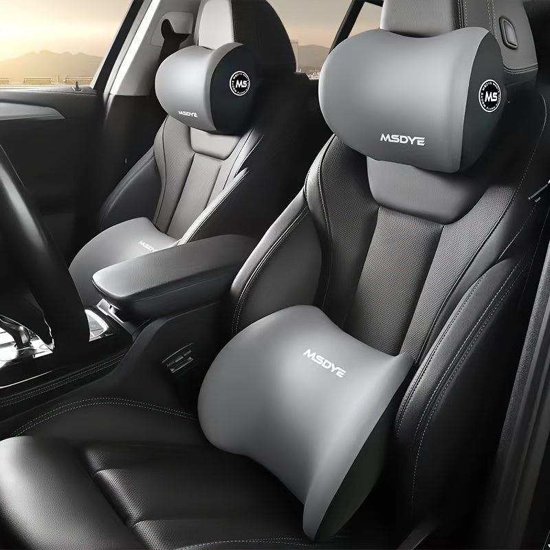 Car Headrest and Lumbar Support Set for Driver's Seat Polyester Memory Foam Car Interior Accessories