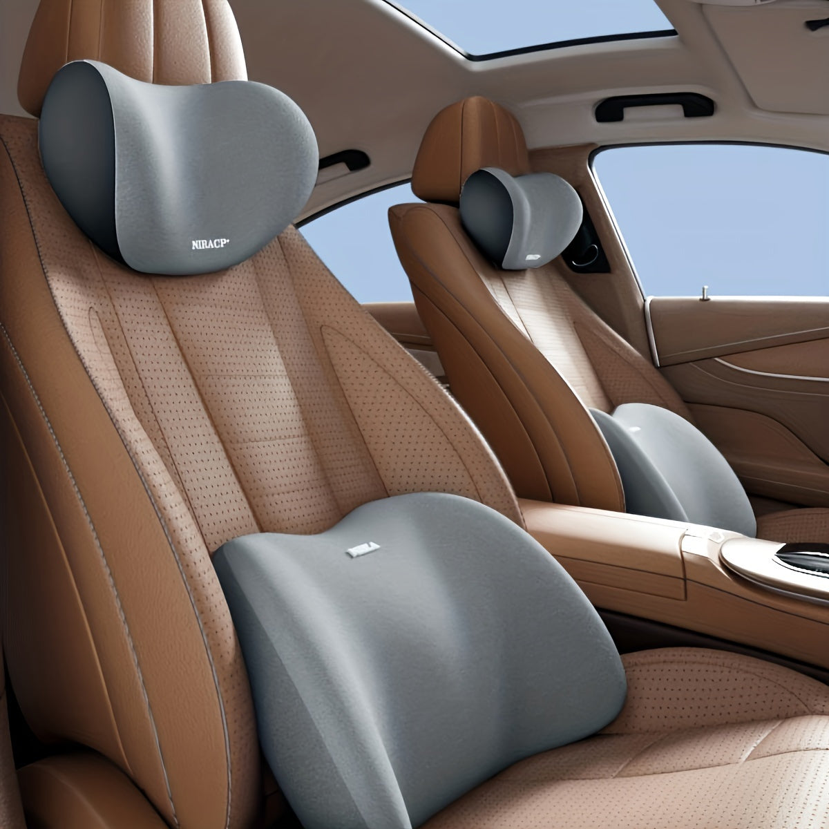 Ergonomic Car Seat Cushion Memory Foam Lumbar Support Shoulder Pillow