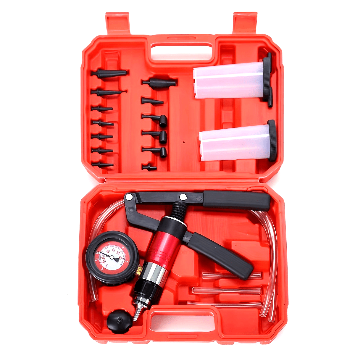 22 dona Qoʻlda vakuum pompasi bilan tormoz suyuqligini almashtirish uchun asboblar toʻplami, suyuqlikni chiqarish quroli bilan