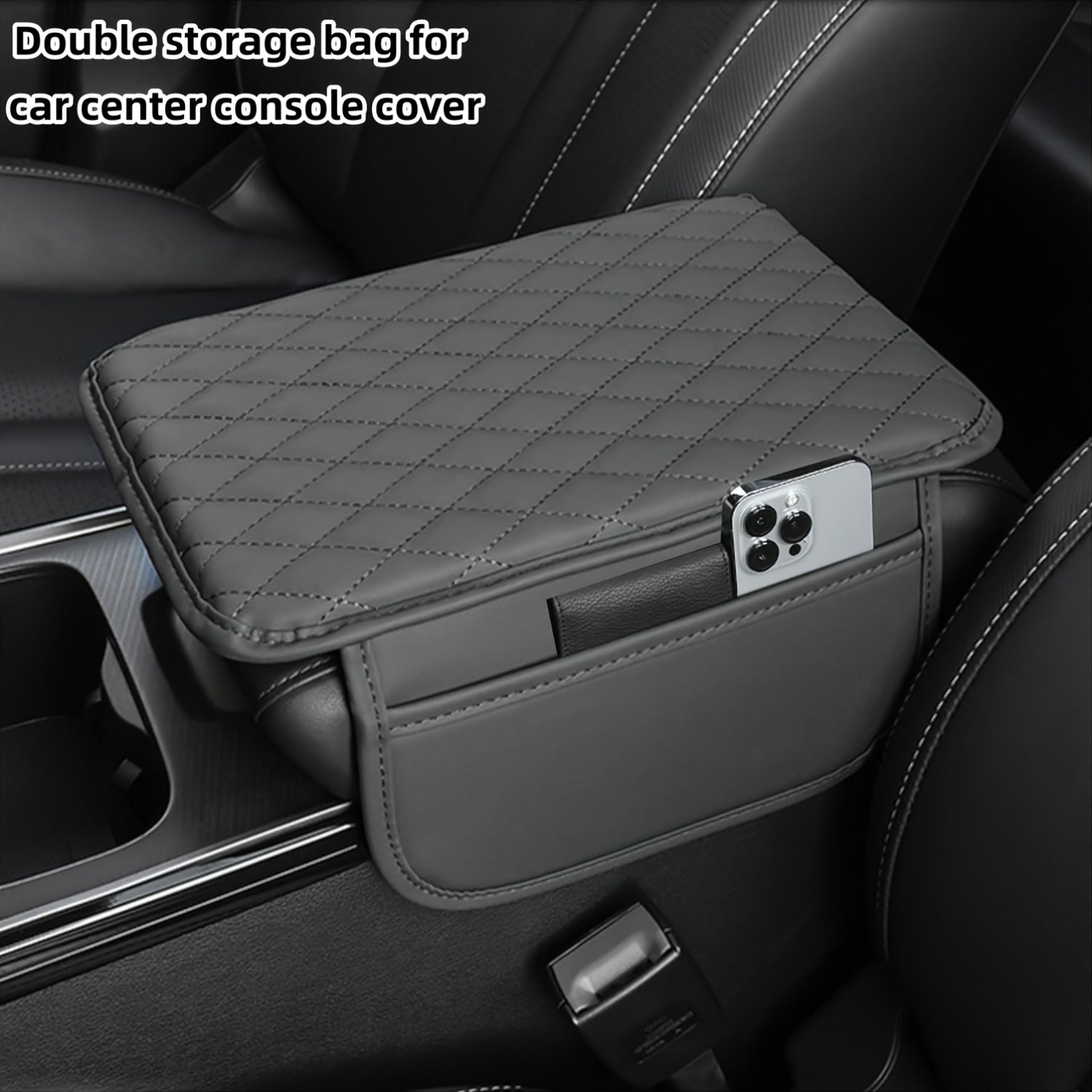 Cubierta de cuero de microfibra universal para consola central de coche, resistente al desgaste y para almacenamiento