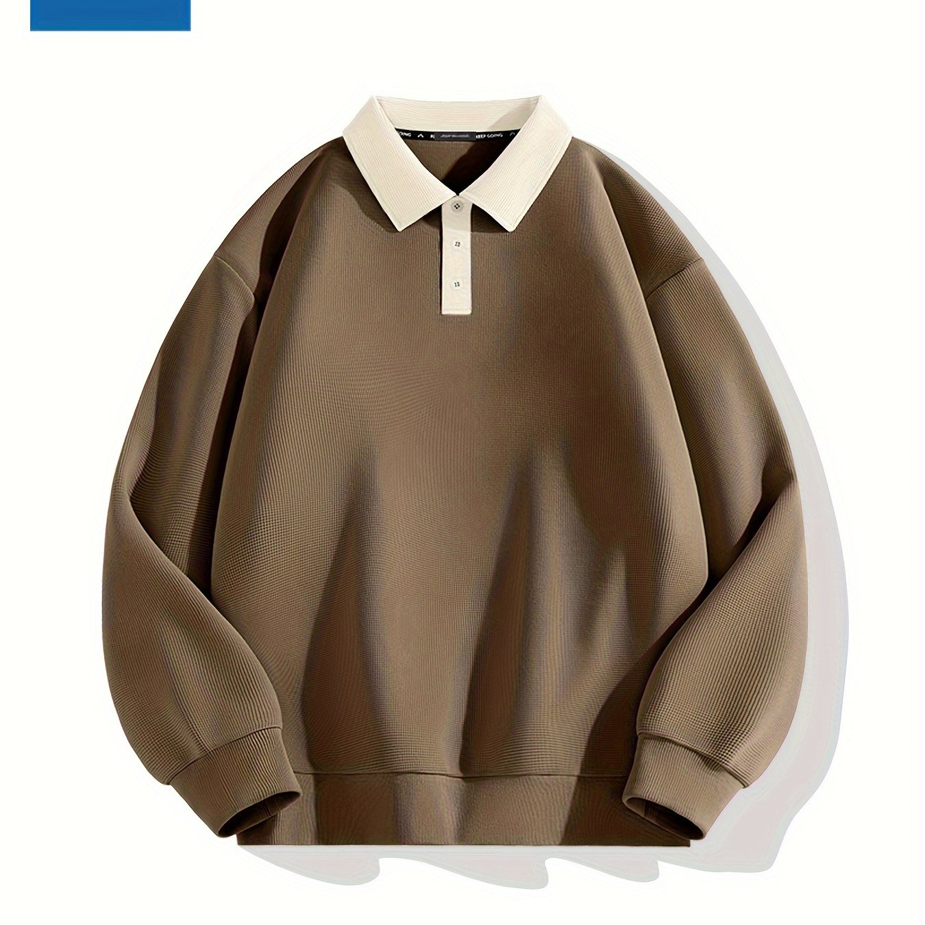 Men's Polo Shirt Sweatshirt Long Sleeve Solid Waffle Knit Polyester Spandex