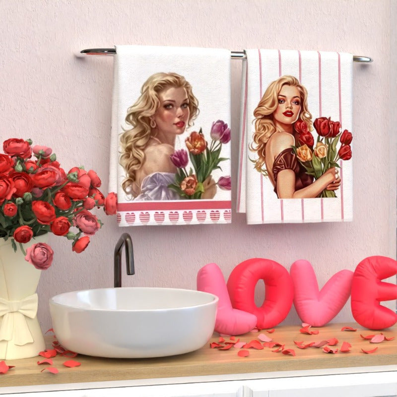 Набор из 2 кухонных полотенец Тюльпаны Блондинка Красота 45,72x66,04 см впитывающие