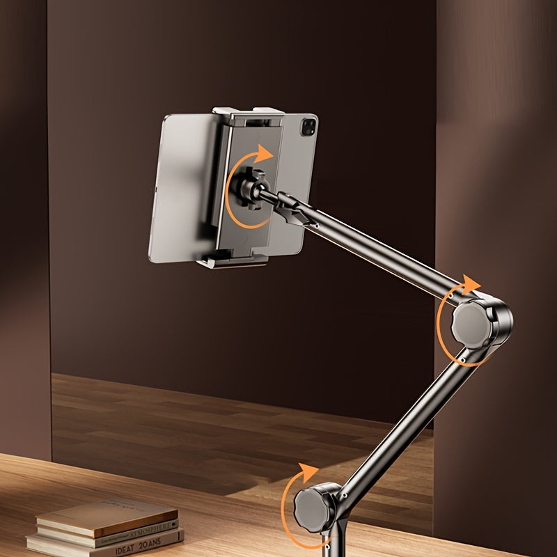 Gooseneck Phone and Tablet Stand Black Steel Adjustable Clamp Bed Desk Holder Compatible with iPhone iPad and Tablets