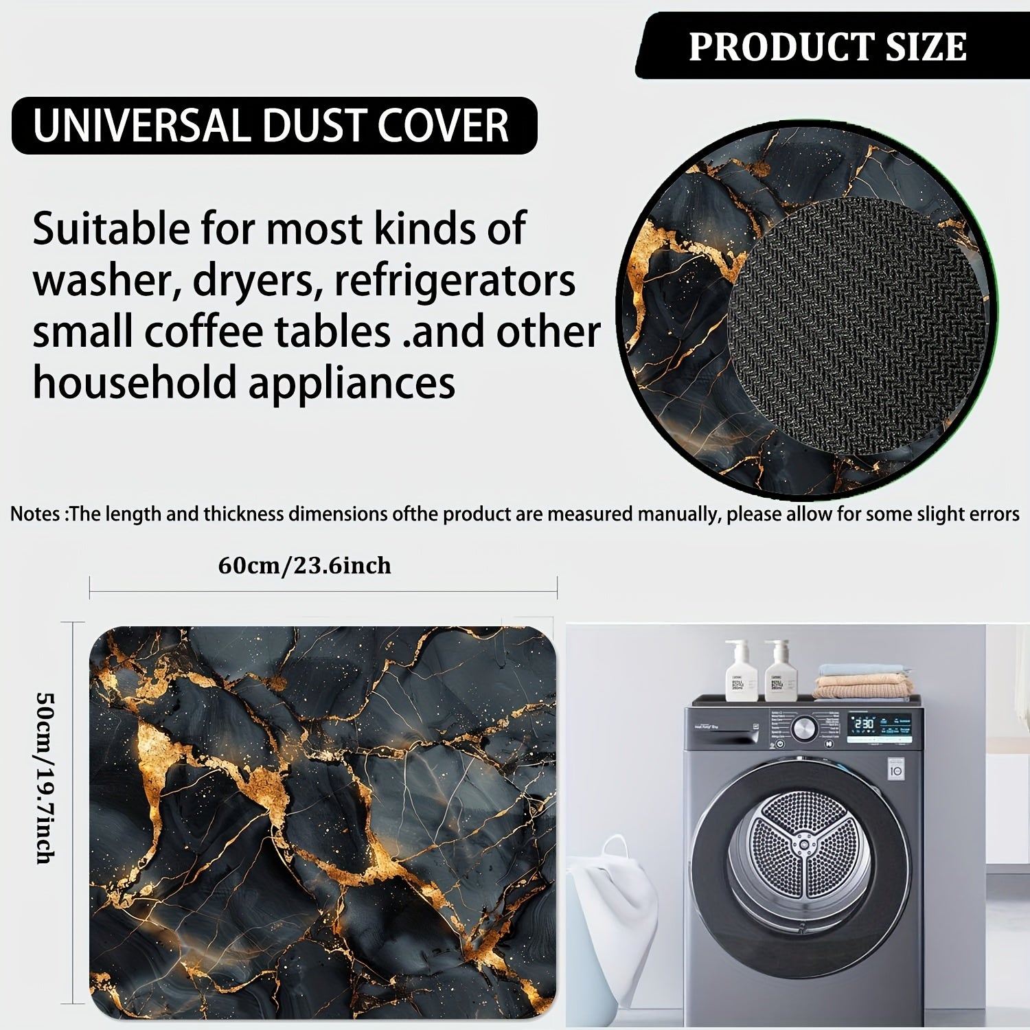 Qora va oltin marmar yuvish mashinasi qoplami mato, sirpanishga qarshi, singdiruvchi, yuqori pad