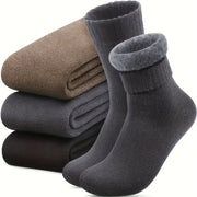 Men's Winter Crew Socks 3 Pairs Thick Wool Blend for Hiking Boots