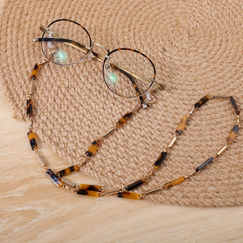 Retro Acrylic Eyeglass Chain for Women Leopard Print Splicing Multi-functional Eyewear Holder