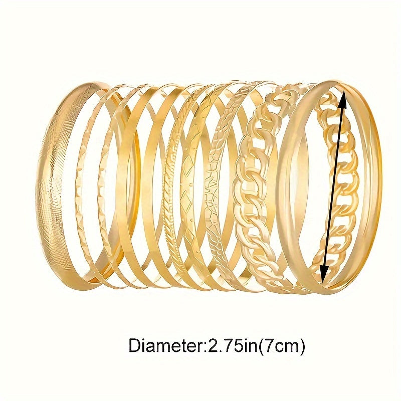 Set of 10 Delicate Alloy Bracelets for Women Daily Wear or Gifts