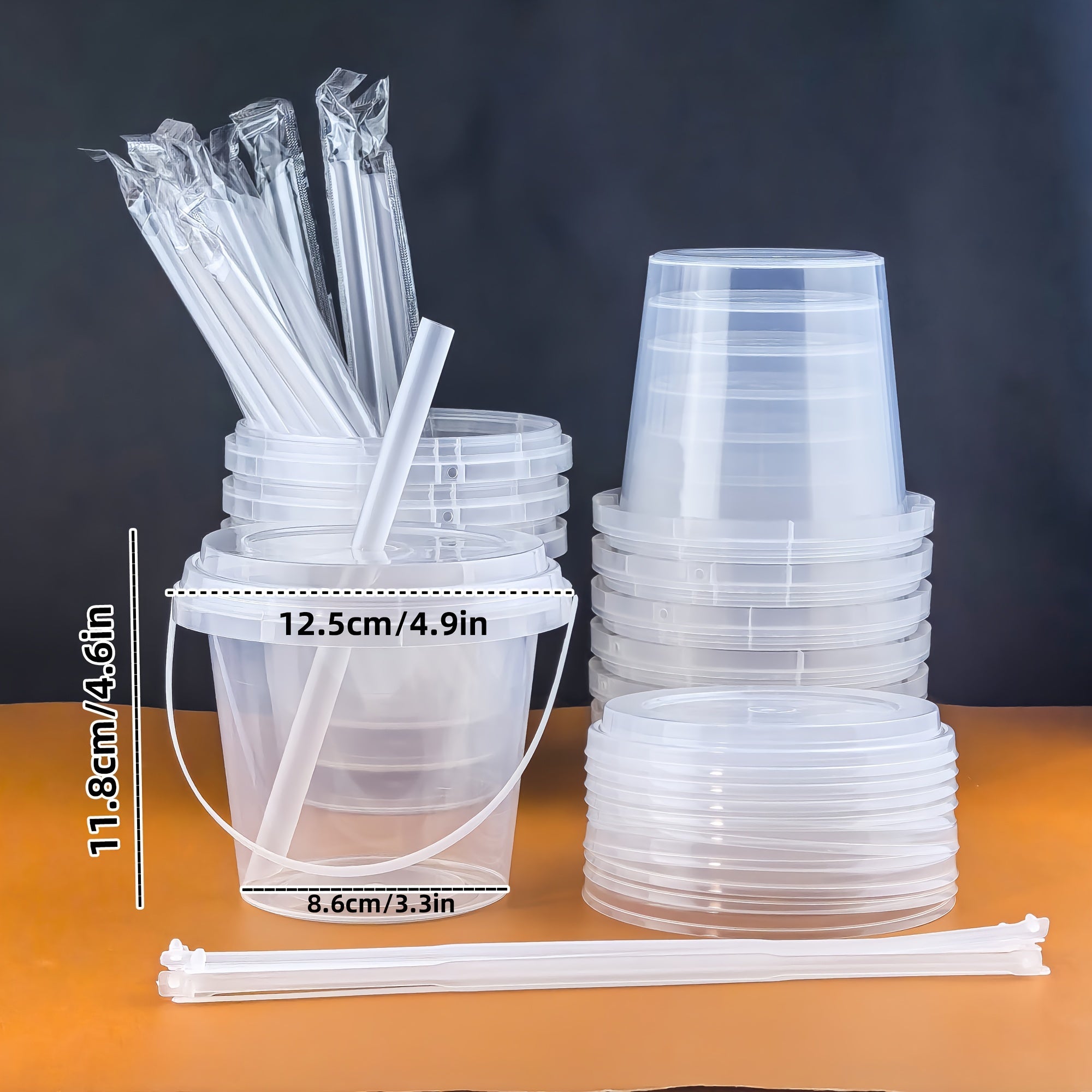 10 Reusable Plastic Cups with Lids and Straws 700ml Leakproof BPA-Free