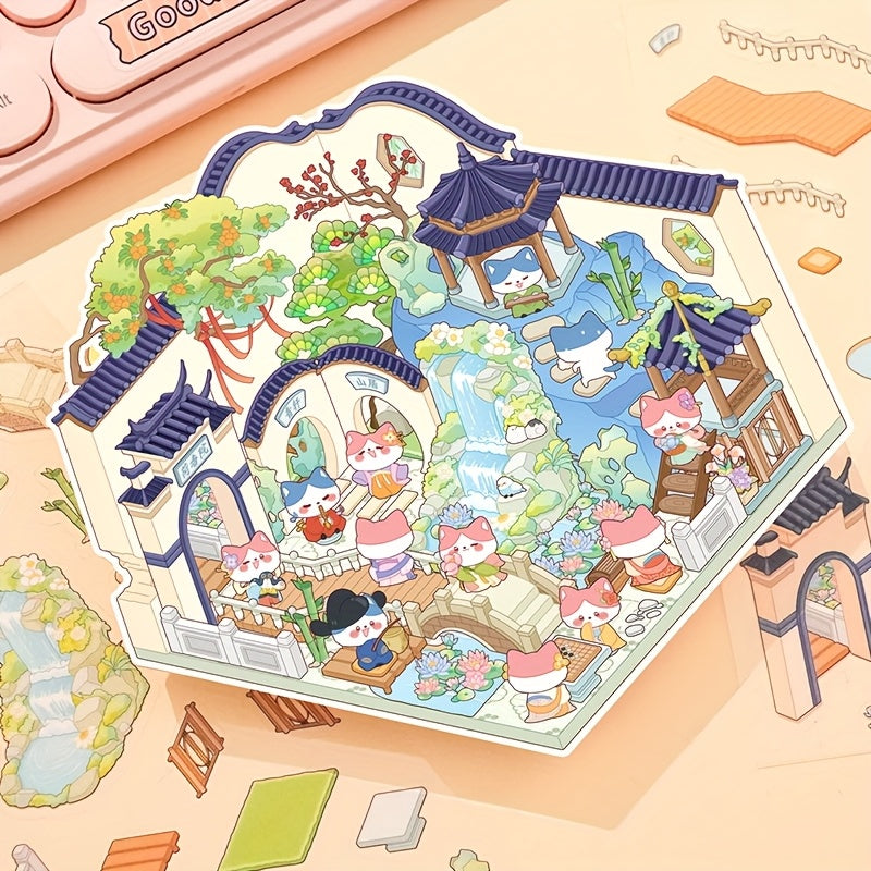 3D Наклейки для ландшафта хранения для миниатюрных сцен Маленький дом Журналинг DIY Облегчение стресса